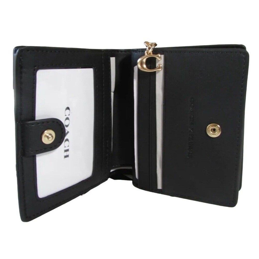 NWT Coach Coated Canvas Signature Woodstock Snap Wallet C4592 Brown/Black Multi - Picture 5 of 6